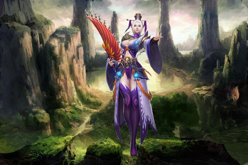 在古香古色的井栏边，一个扎着丸子头的可爱小女孩，拿着犀角状的坠子，独自玩耍。